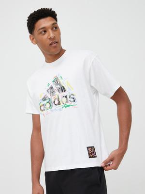 Bavlněné tričko adidas Performance Pride bílá barva, s potiskem