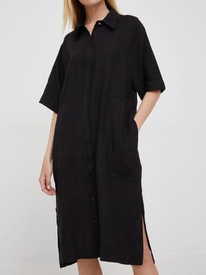 Plátěné šaty Mos Mosh černá barva, mini, oversize