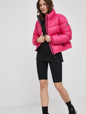 Péřová bunda Superdry dámská, růžová barva, zimní