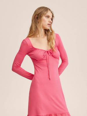 Šaty Mango Lily růžová barva, mini, jednoduchý