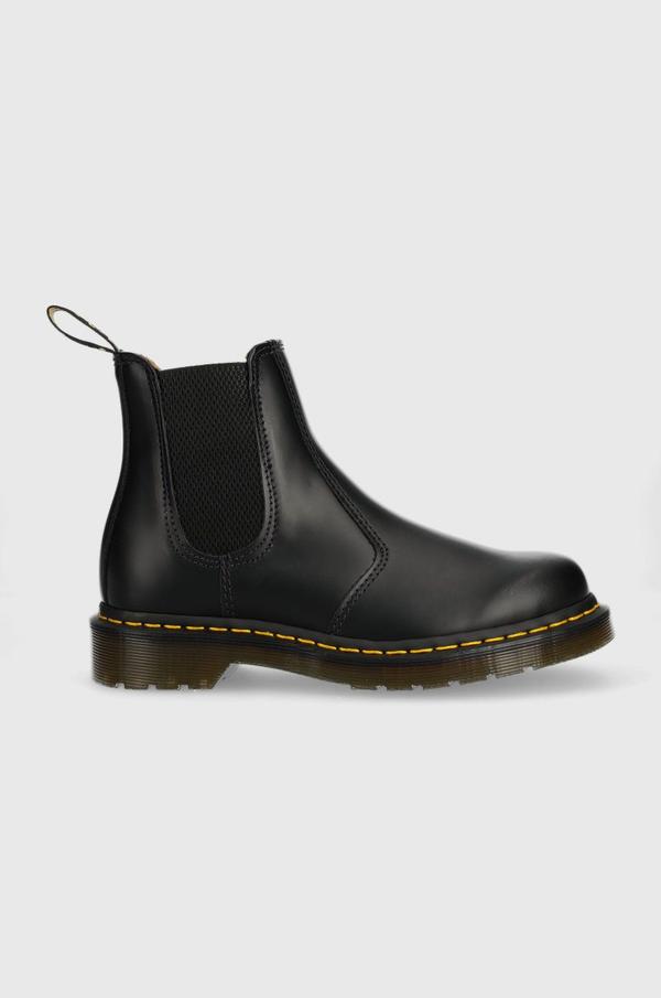 Kožené kotníkové boty Dr. Martens dámské, černá barva, na plochém podpatku, 22227001-black