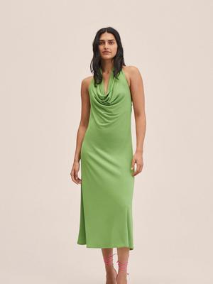 Šaty Mango Acamar zelená barva, midi, áčková