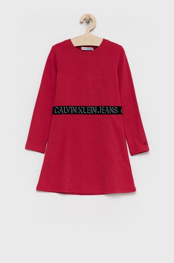 Dívčí šaty Calvin Klein Jeans růžová barva, mini, jednoduché