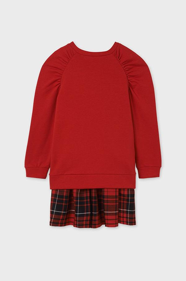 Dětské šaty a mikina Mayoral červená barva, mini, áčkové