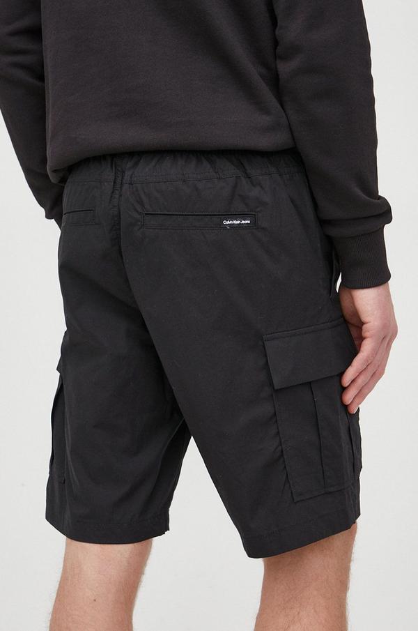 Bavlněné šortky Calvin Klein Jeans pánské, černá barva