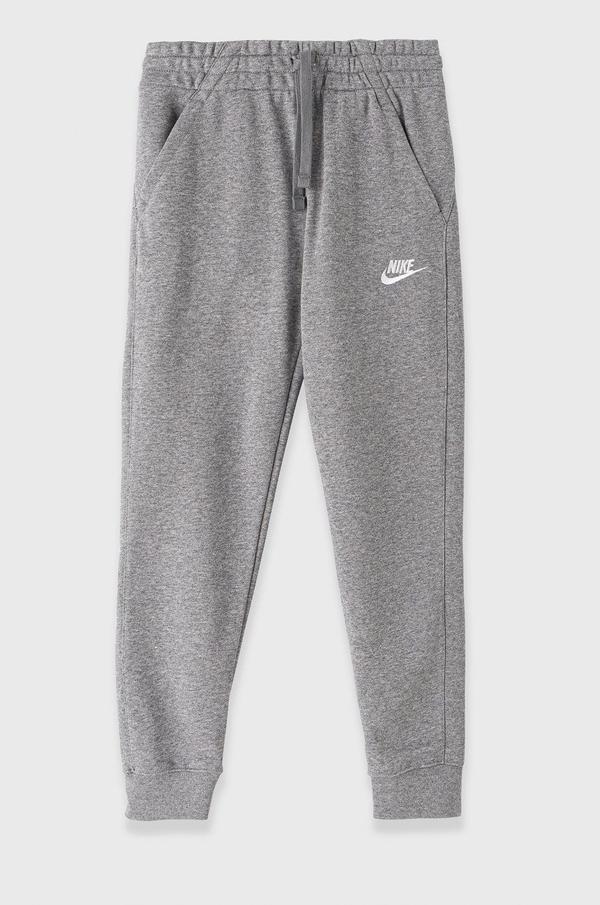 Kalhoty Nike Kids šedá barva, hladké
