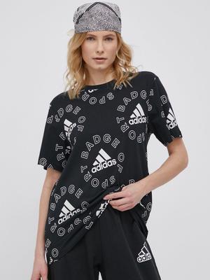 Bavlněné tričko adidas HC9187 černá barva