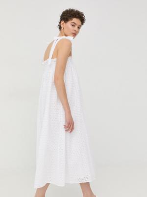 Bavlněné šaty Bruuns Bazaar bílá barva, midi