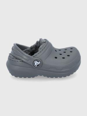 Dětské papuče Crocs šedá barva