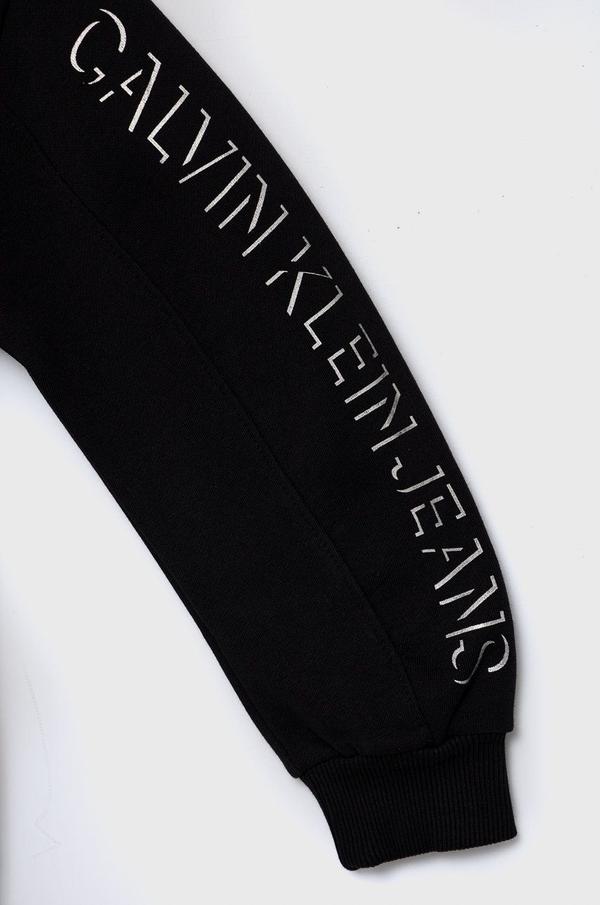 Dívčí šaty Calvin Klein Jeans černá barva, midi, jednoduché