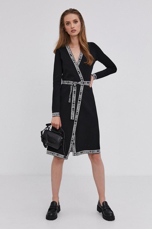 Šaty Karl Lagerfeld černá barva, midi, jednoduché
