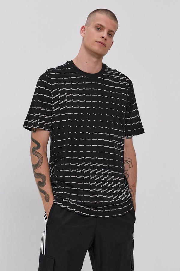 Bavlněné tričko adidas Originals černá barva, vzorované
