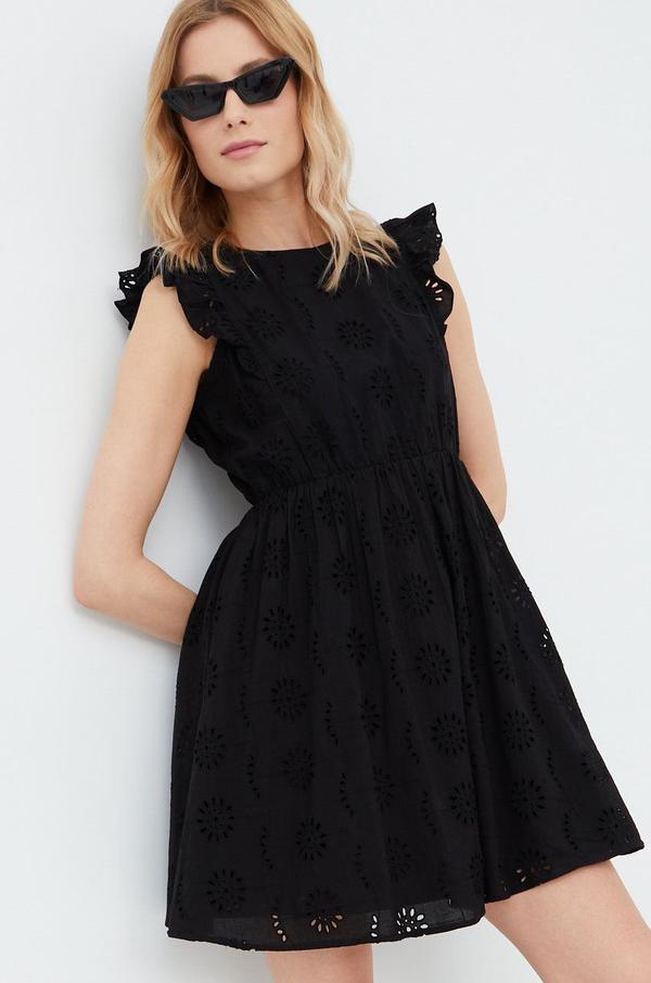 Bavlněné šaty Vero Moda černá barva, mini