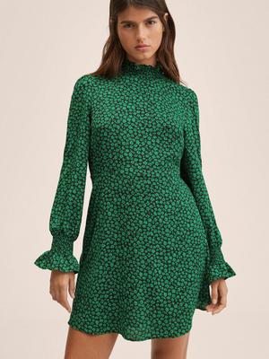 Šaty Mango Fontana zelená barva, mini, áčková