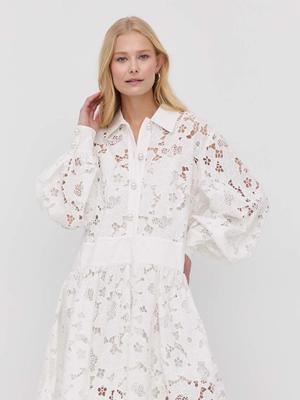 Bavlněné šaty Custommade bílá barva, mini, áčková