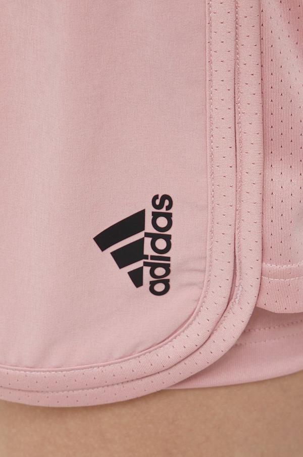 Tréninkové šortky adidas Performance Club HF1777 dámské, růžová barva, hladké, high waist