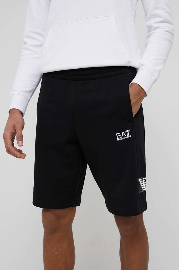 Bavlněné šortky EA7 Emporio Armani pánské, černá barva