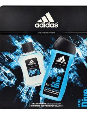 Adidas Ice Dive dárková kazeta toaletní voda 100 ml + sprchový gel 250 ml pro muže poškozená krabička