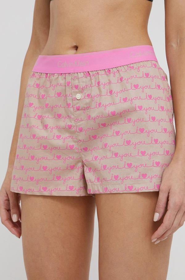 Pyžamové šortky Calvin Klein Underwear dámské, růžová barva