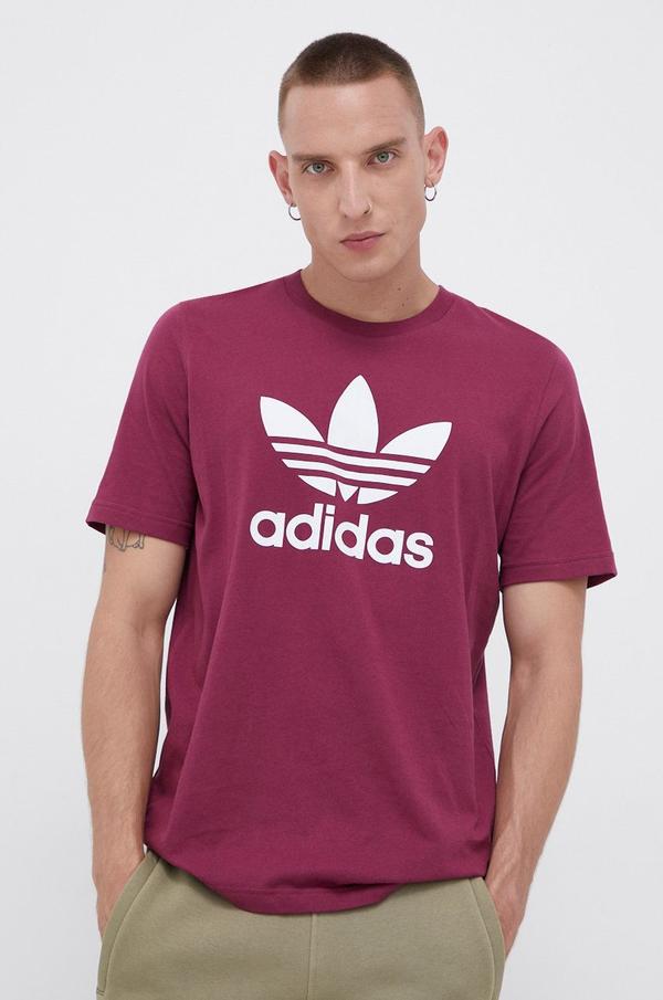 Bavlněné tričko adidas Originals fialová barva, s potiskem