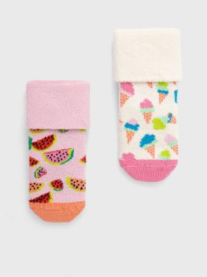 Dětské ponožky Happy Socks Kids Ice Cream Terry (2-Pack) růžová barva