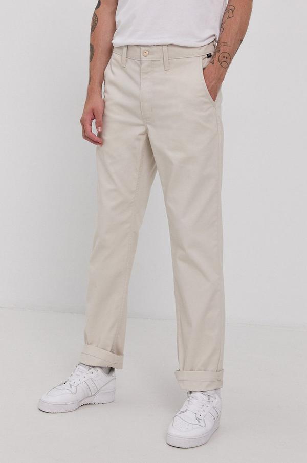 Kalhoty Vans pánské, krémová barva, ve střihu chinos