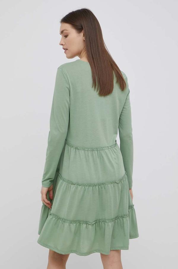 Šaty JDY zelená barva, midi, áčková