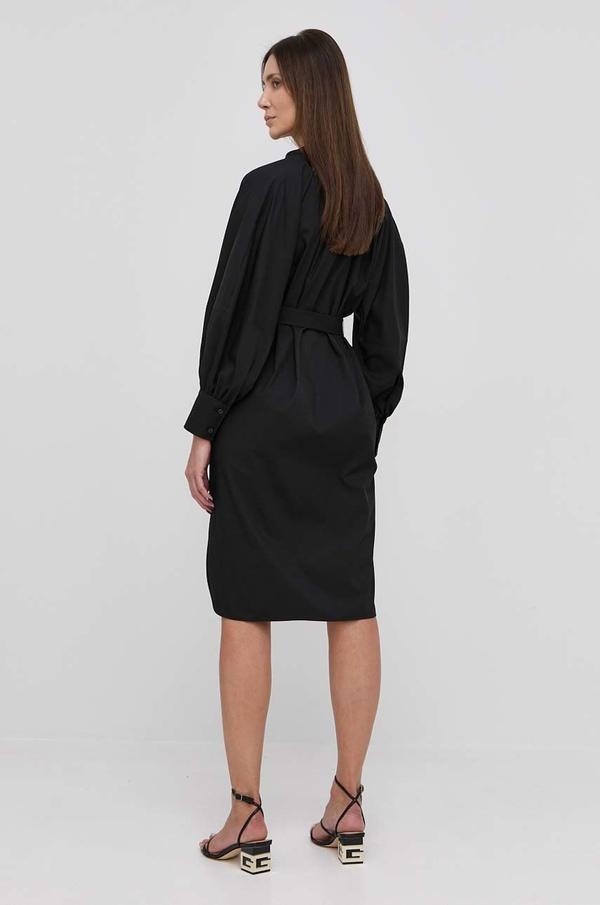 Šaty Boss černá barva, mini, jednoduchý