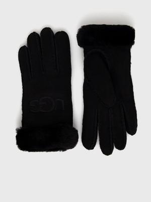 Semišové rukavice UGG dámské, černá barva