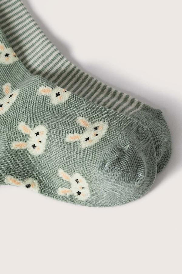 Dětské ponožky Mango Kids Rabbit (2-pack) zelená barva