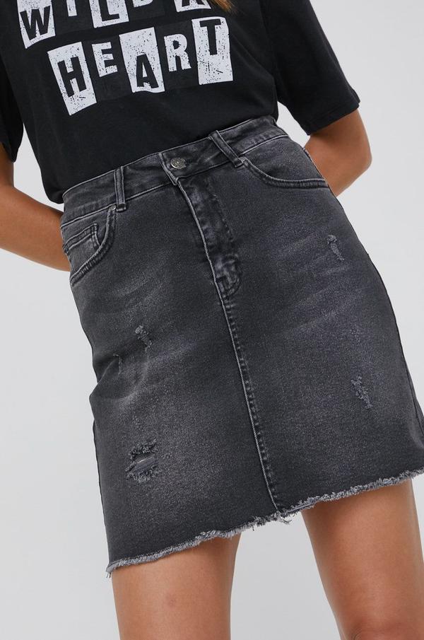 Džínová sukně Answear Lab černá barva, mini
