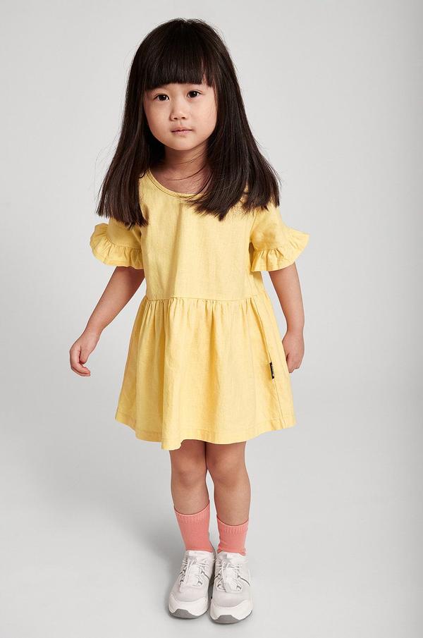 Dětské bavlněné šaty Reima Mekkonen žlutá barva, mini, oversize