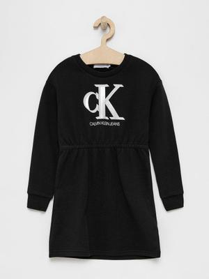 Dívčí šaty Calvin Klein Jeans černá barva, mini, jednoduché