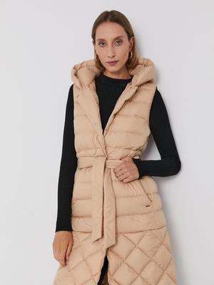 Péřová vesta Woolrich dámská, béžová barva, zimní