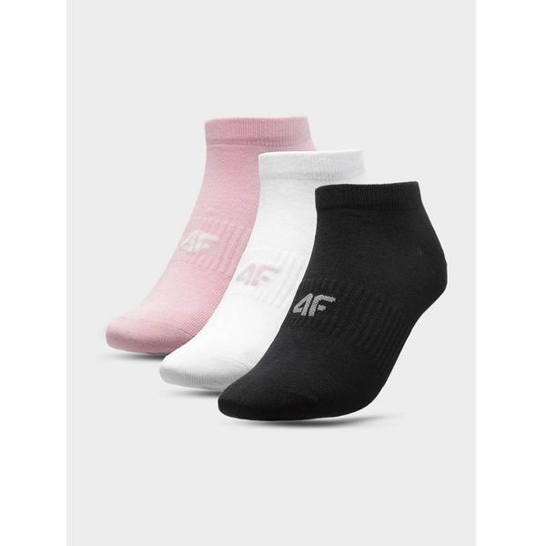 Dámské kotníkové ponožky 4F SOD003 3 páry  White+Pink+Deep Black