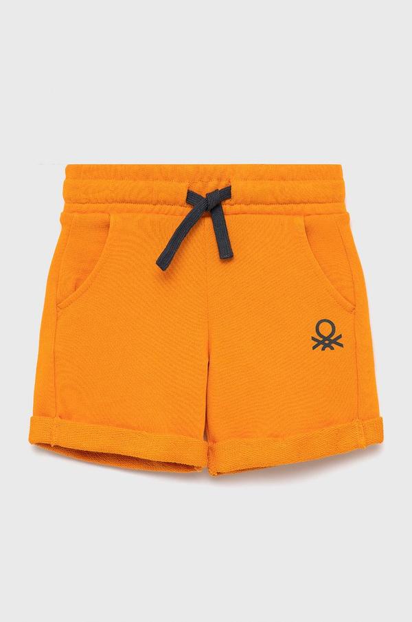Dětské bavlněné šortky United Colors of Benetton oranžová barva, nastavitelný pas