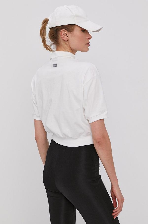 Tričko Nike Sportswear dámské, bílá barva, s límečkem