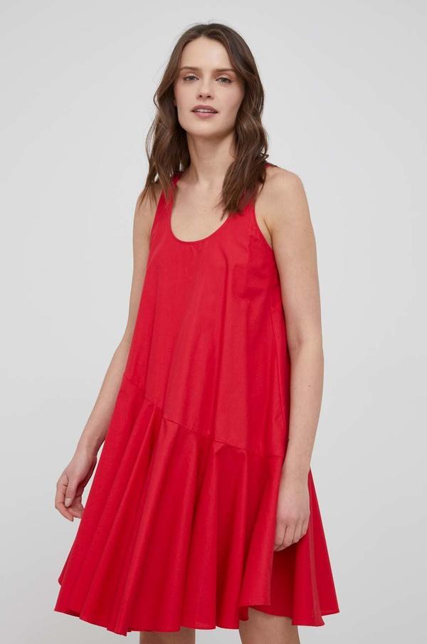 Bavlněné šaty Armani Exchange červená barva, mini, áčková