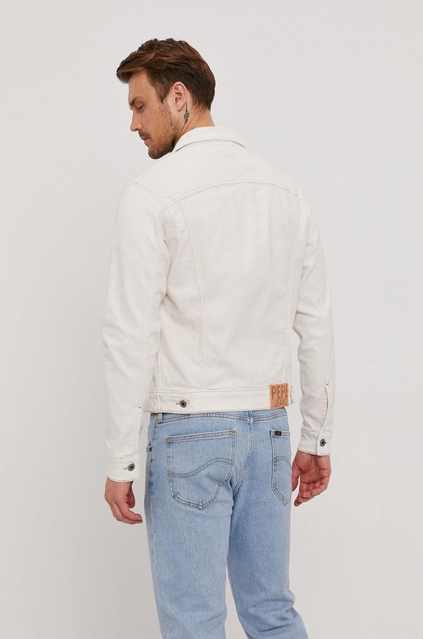 Džínová bunda Pepe Jeans Pinner pánská, bílá barva, přechodná