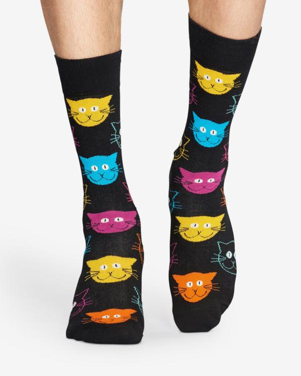 Happy Socks Cat Ponožky Černá
