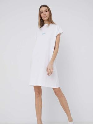Bavlněné šaty Lee bílá barva, mini, oversize