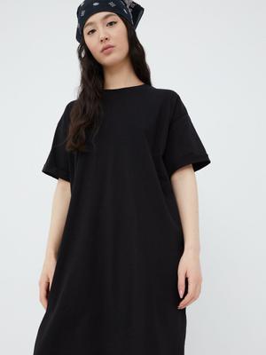 Bavlněné šaty Pieces černá barva, mini