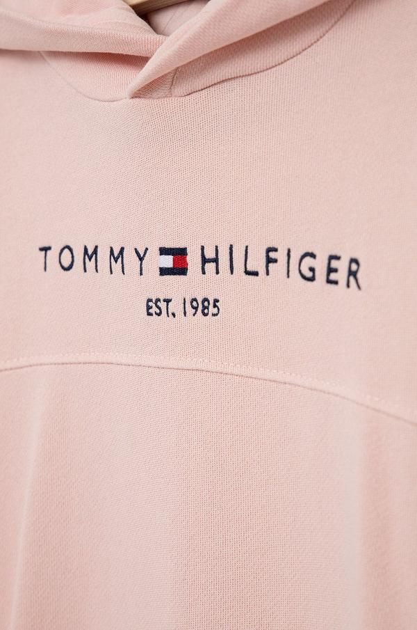 Dětské bavlněné šaty Tommy Hilfiger růžová barva, mini, jednoduché