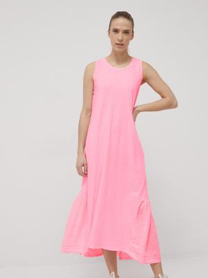 Bavlněné šaty Deha růžová barva, maxi, oversize
