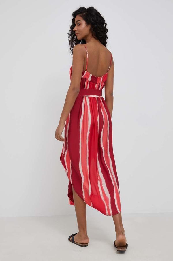Šaty Armani Exchange červená barva, midi, áčková