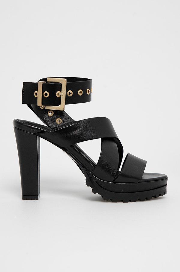 Kožené sandály AllSaints černá barva
