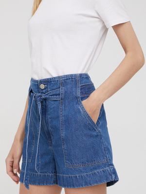 Džínové šortky Lauren Ralph Lauren dámské, hladké, high waist