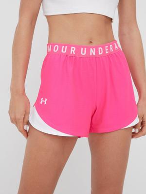 Tréninkové šortky Under Armour Play Up 3.0 dámské, růžová barva, s potiskem, medium waist