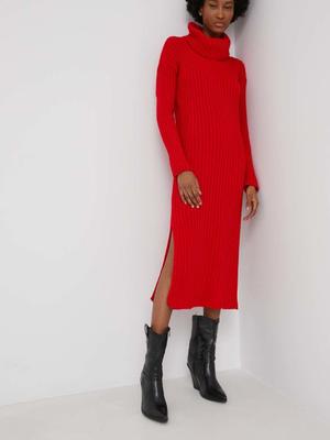 Šaty Answear Lab červená barva, midi, přiléhavá