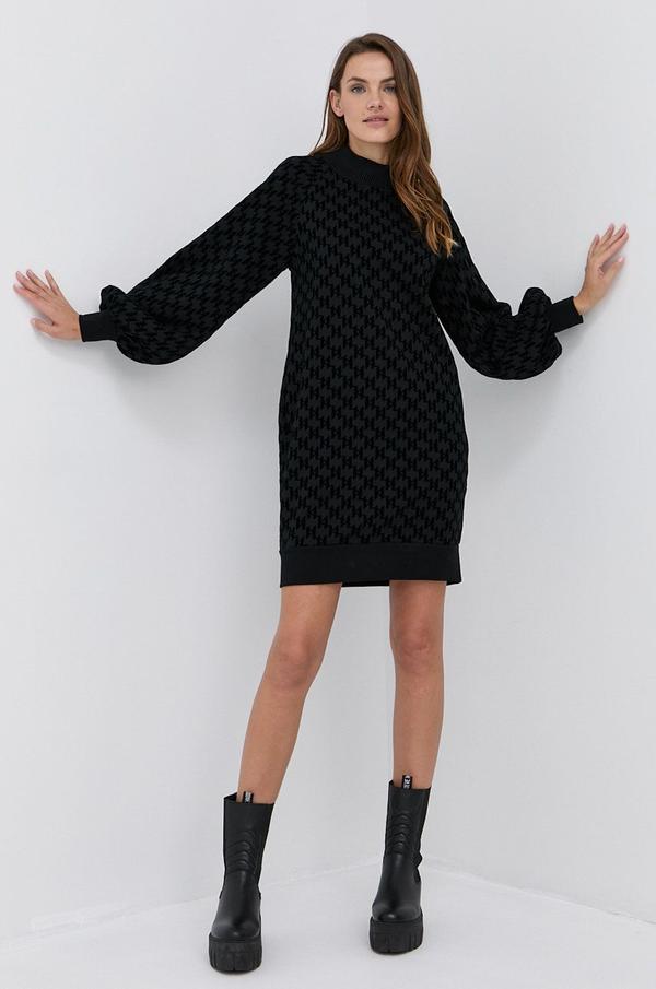 Bavlněné šaty Karl Lagerfeld černá barva, mini, jednoduché